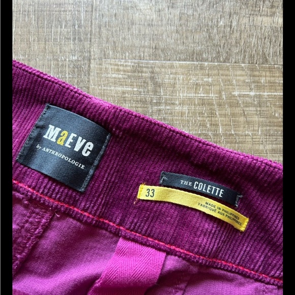 Anthropologie Maeve The Collette Corduroy Wide Leg Pants Grape Purple Size 33 - Picture 2 of 13